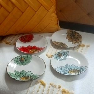Vibrant Colorful Floral Pattern - Set of Four (4) Spectrum 7" x 7"  Decor Plates